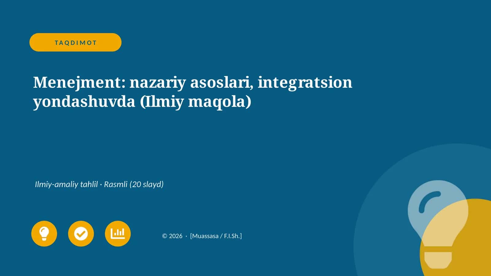 Menejment: nazariy asoslari, integratsion yondashuvda (Ilmiy maqola)