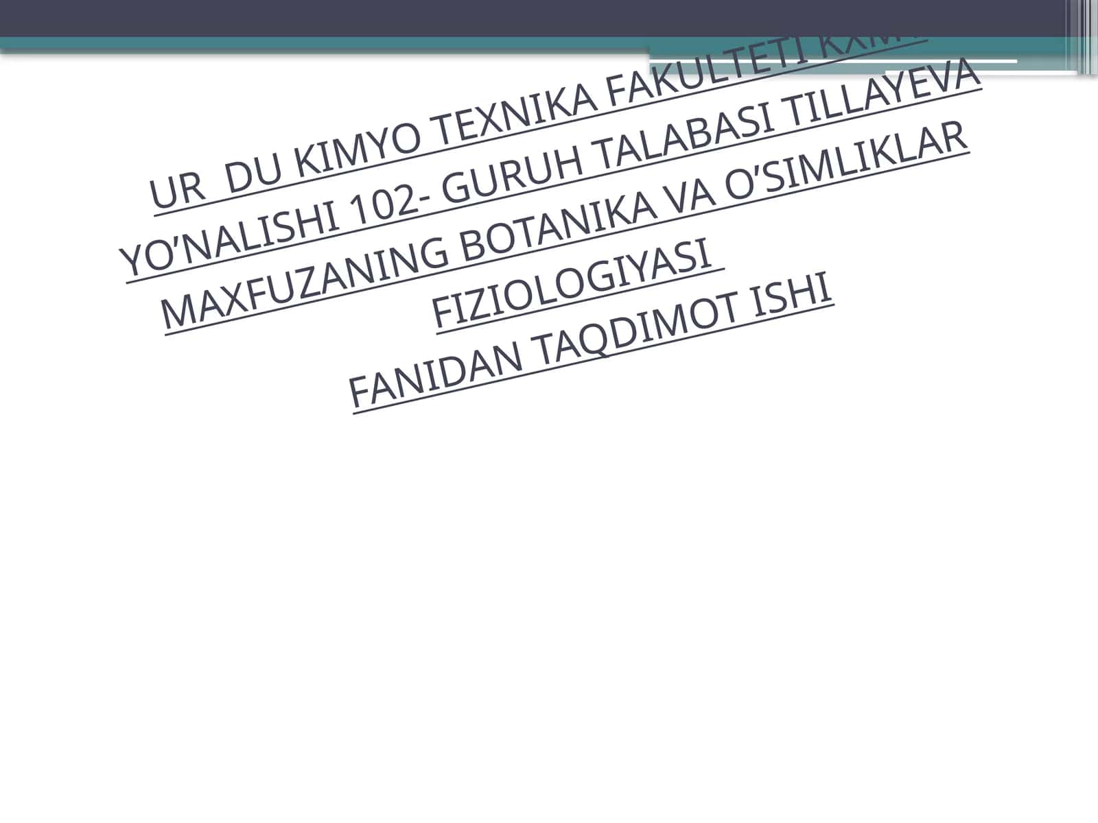 O'Simliklar Morfologiyasi