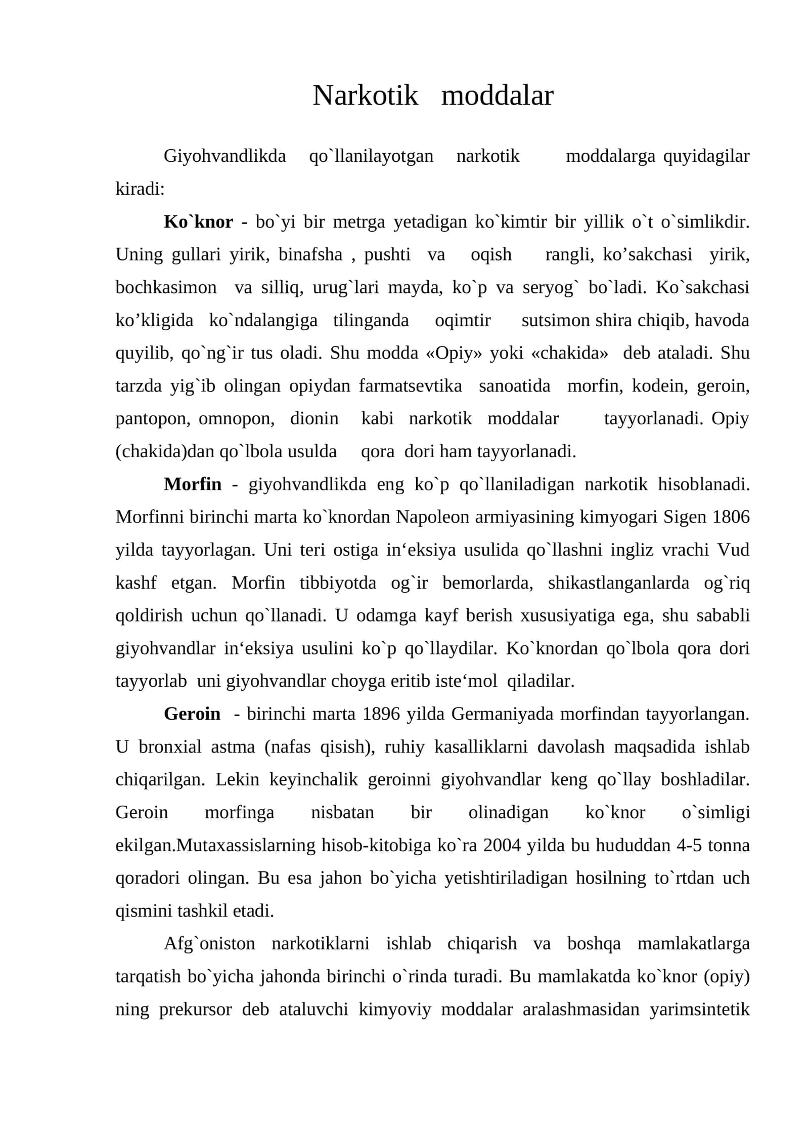 Narkotik moddalar
