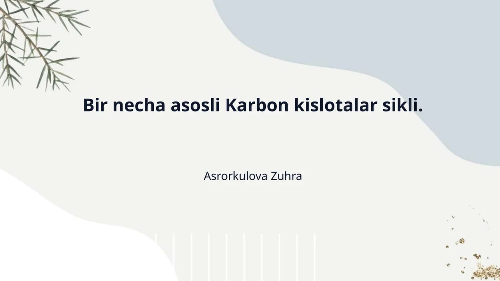 Bir necha asosli Karbon kislotalar sikli.