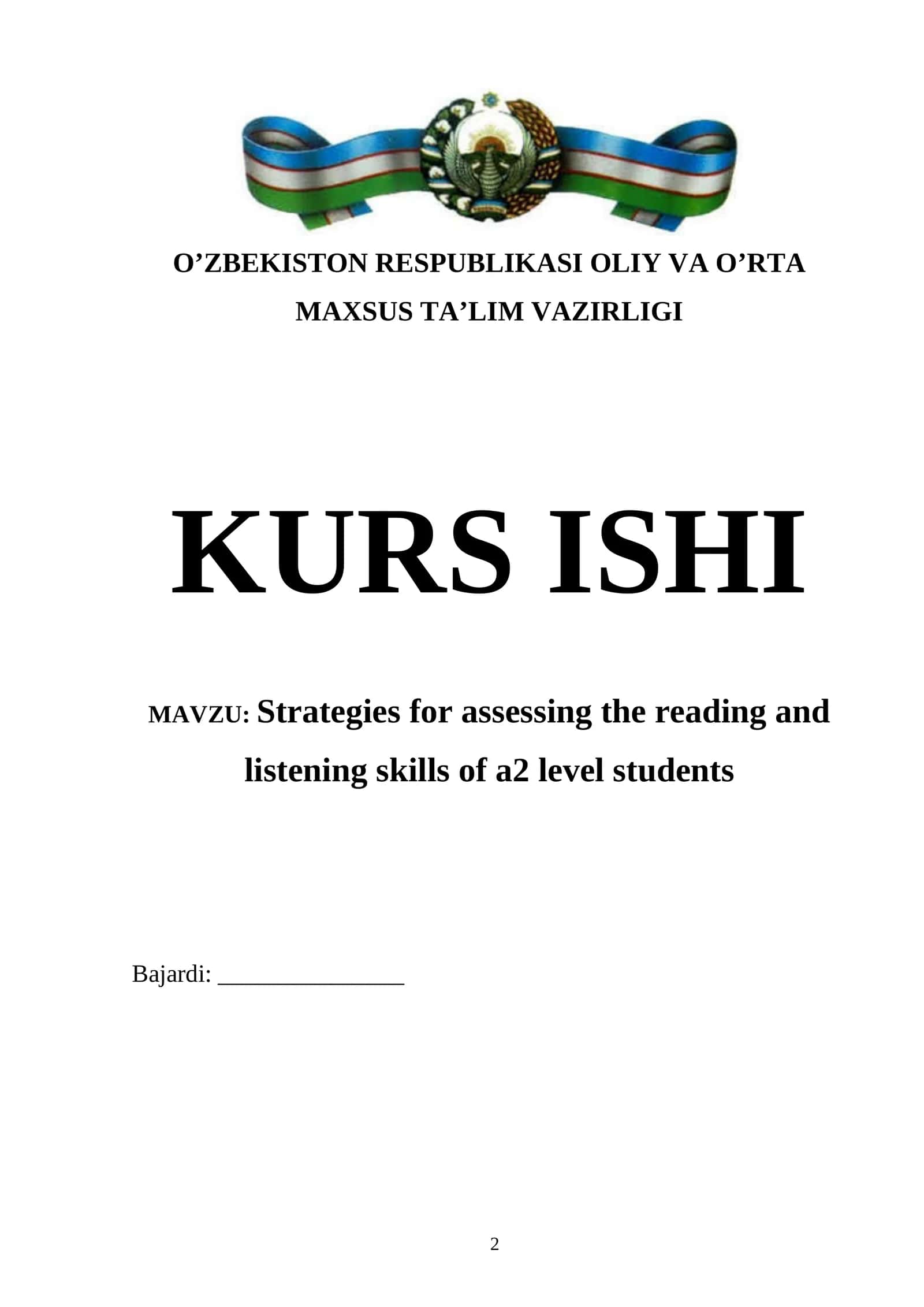 Strategies for assessing the reading and listening skills of a2 level students