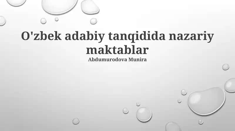 O'zbek adabiy tanqidida nazariy maktablar