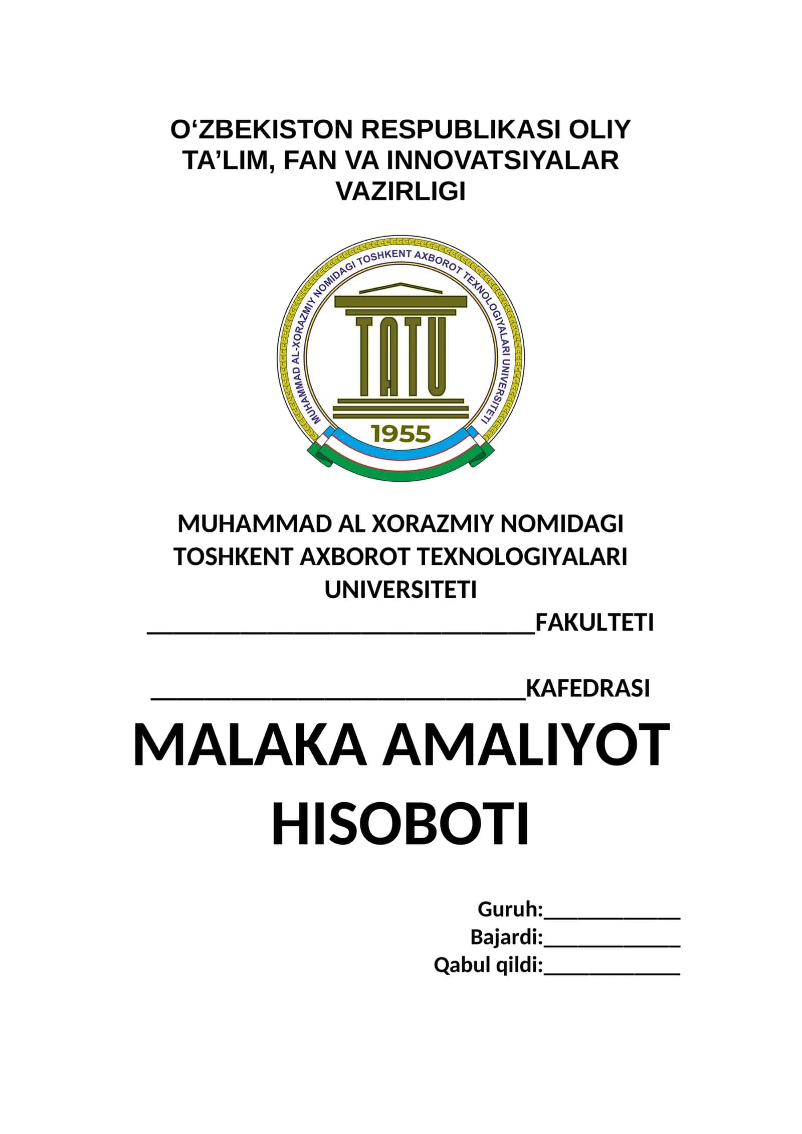 MALAKA AMALIYOT HISOBOTI