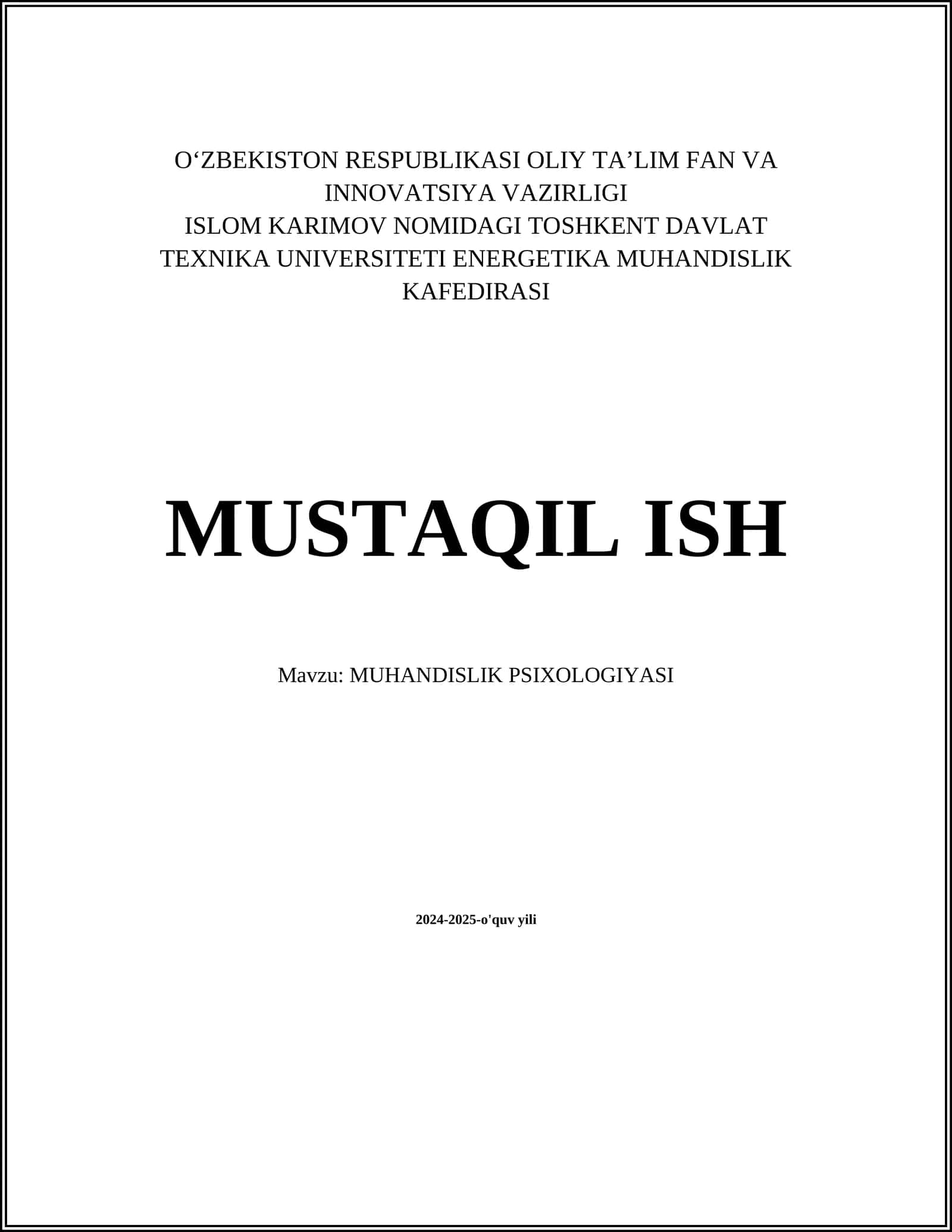 MUHANDISLIK PSIXOLOGIYASI