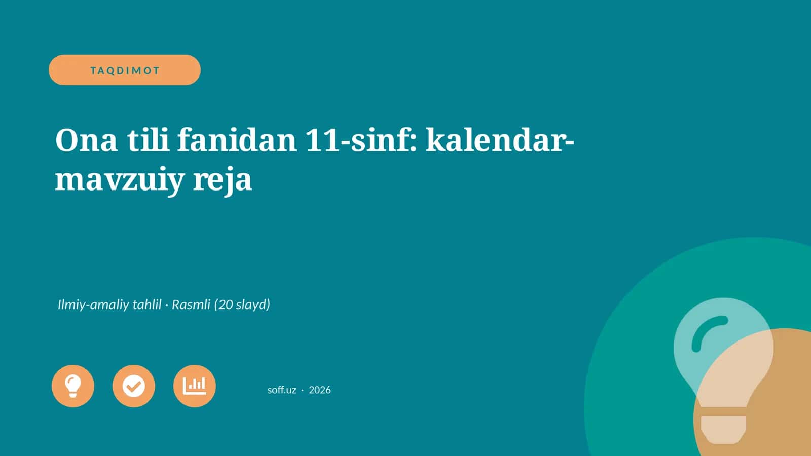 Ona tili fanidan 11-sinf: kalendar-mavzuiy reja