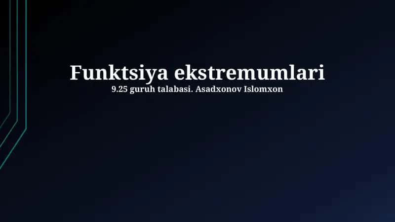 Ekstremumlar: Ta'riflar va Asosiy Tushunchalar