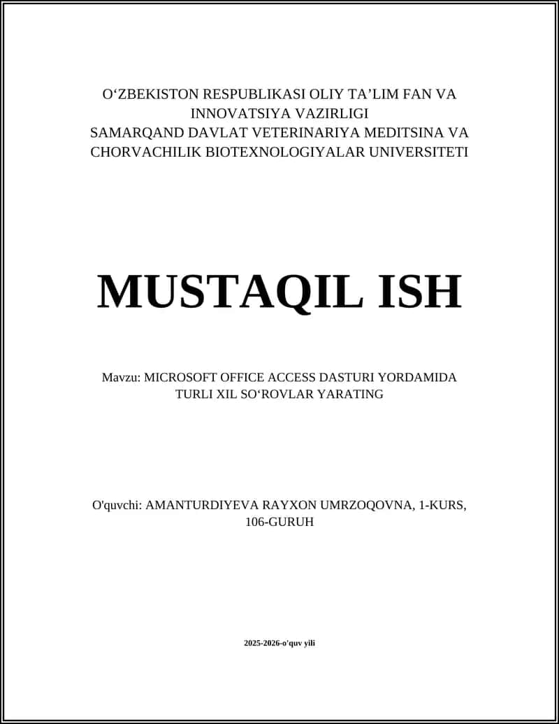 MICROSOFT OFFICE ACCESS DASTURI