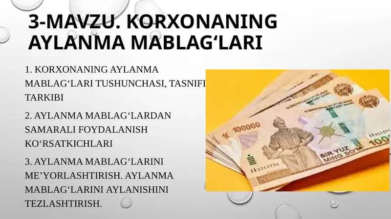 Korxonaning Aylanma Mablag‘lari
