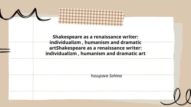 Shakespeare as a renaissance writer