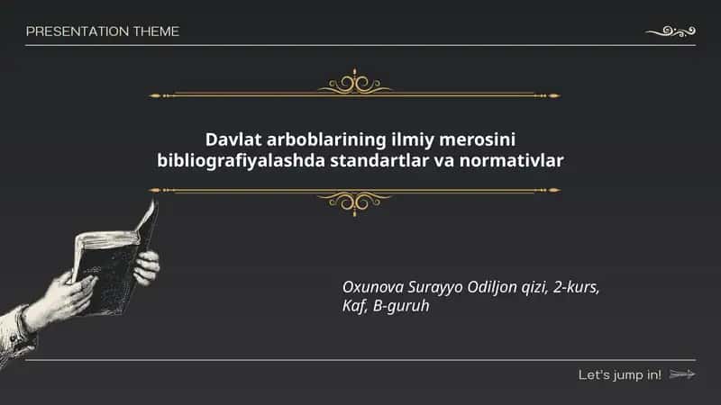 Davlat arboblarining ilmiy merosini bibliografiyalashda standartlar va normativlar