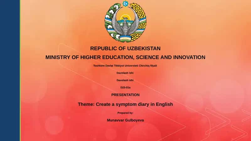 Symptom Diary in English