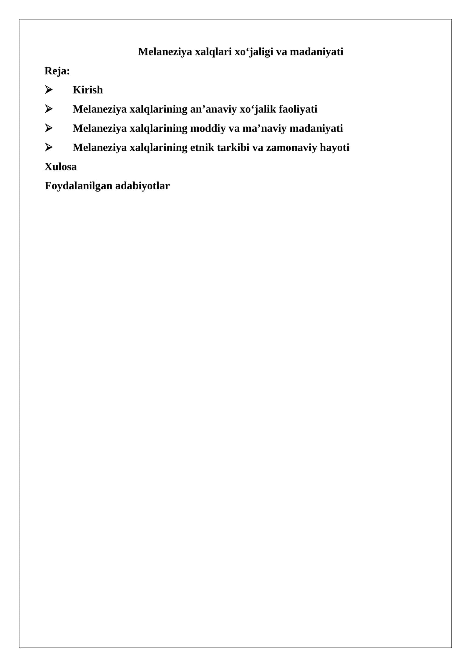 Melaneziya xalqlari xoʻjaligi va madaniyati