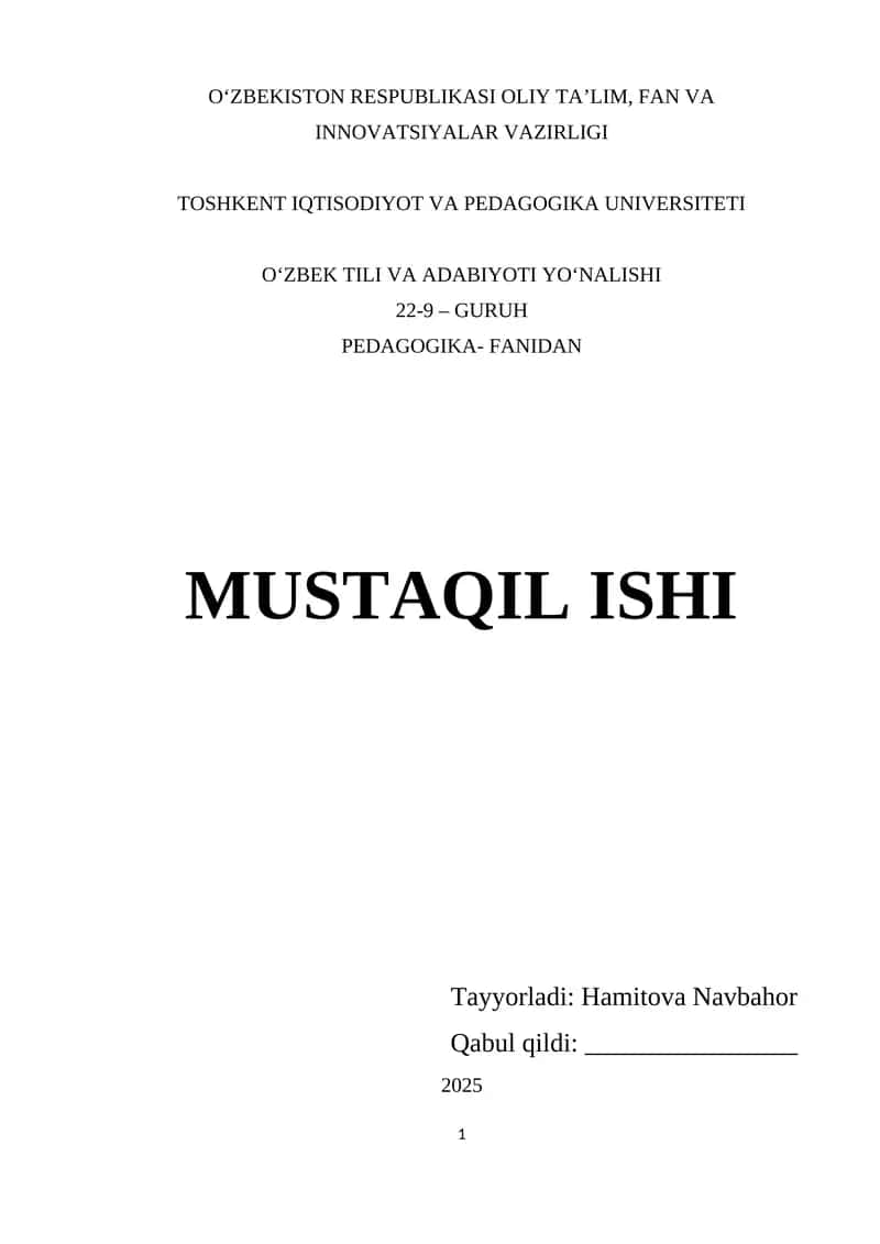 O‘zbekiston Respublikasining “Ta’lim to’g’risida”gi Qonuni