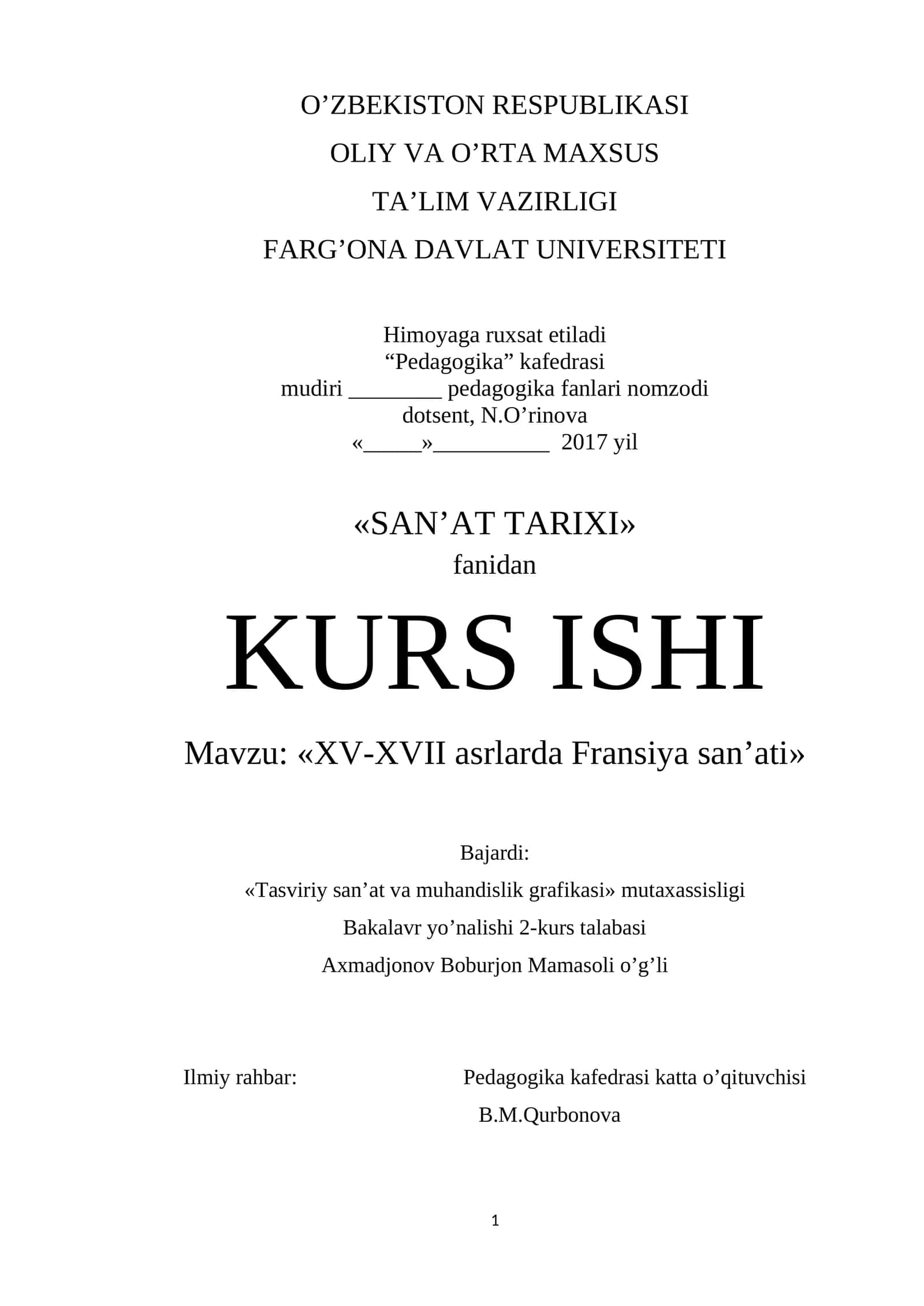 XV-XVII asrlarda Fransiya san’ati