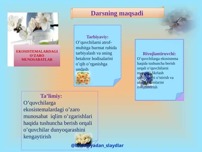 EKOSISTEMALARDAGI O‘ZARO MUNOSABATLAR