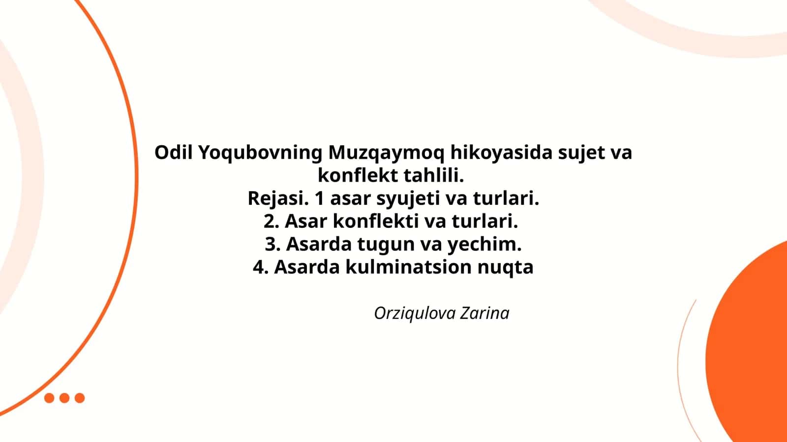 Muzqaymoq hikoyasida sujet va konflekt tahlili