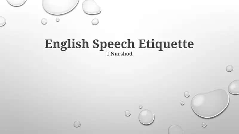English Speech Etiquette