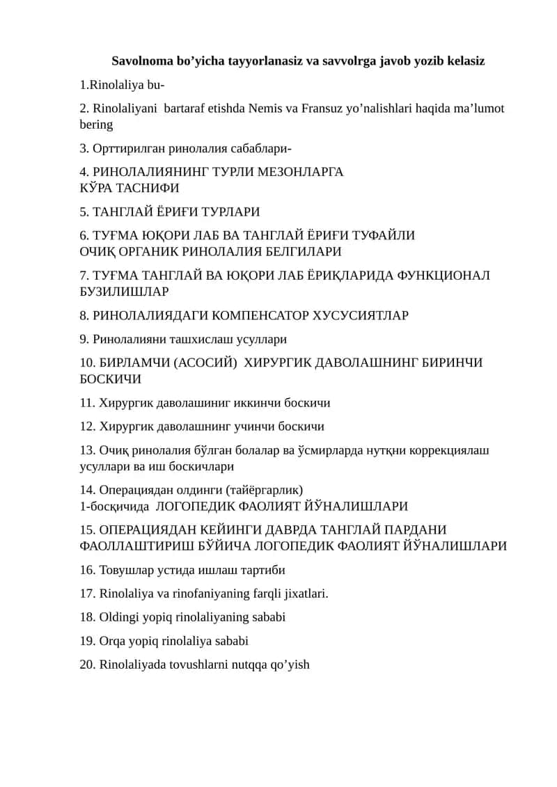Rinolaliya va rinofaniyaning farqli jixatlari