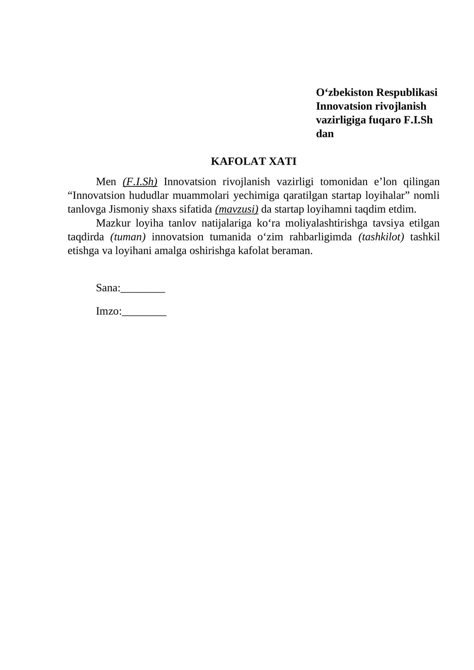 Innovatsion hududlar muammolari yechimiga qaratilgan startap loyihalar