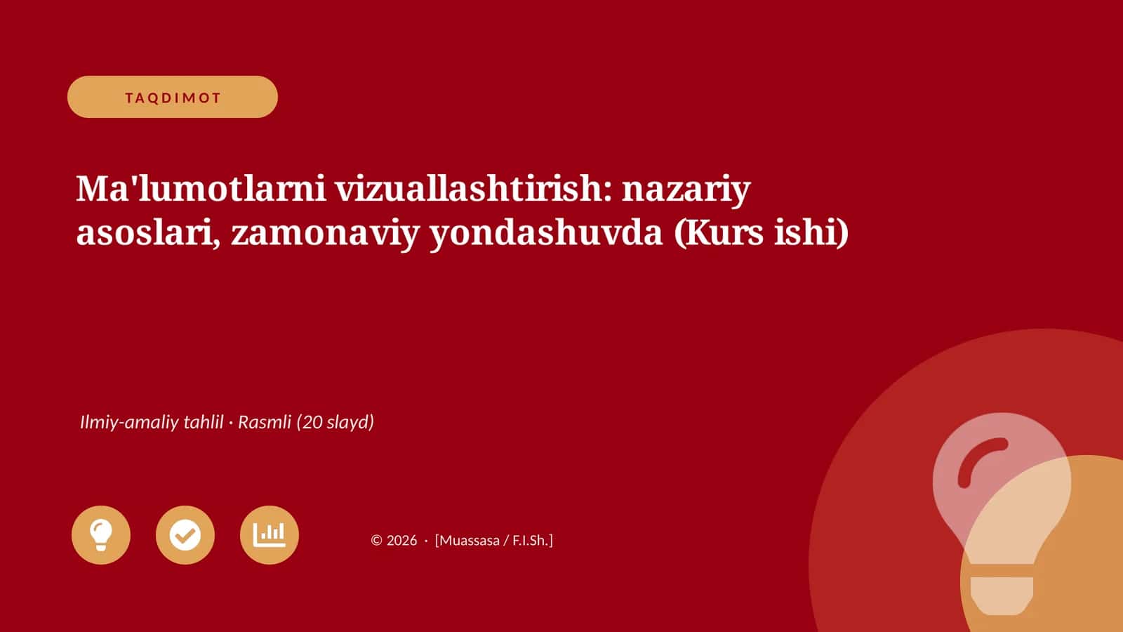 Ma'lumotlarni vizuallashtirish: nazariy asoslari, zamonaviy yondashuvda (Kurs ishi)