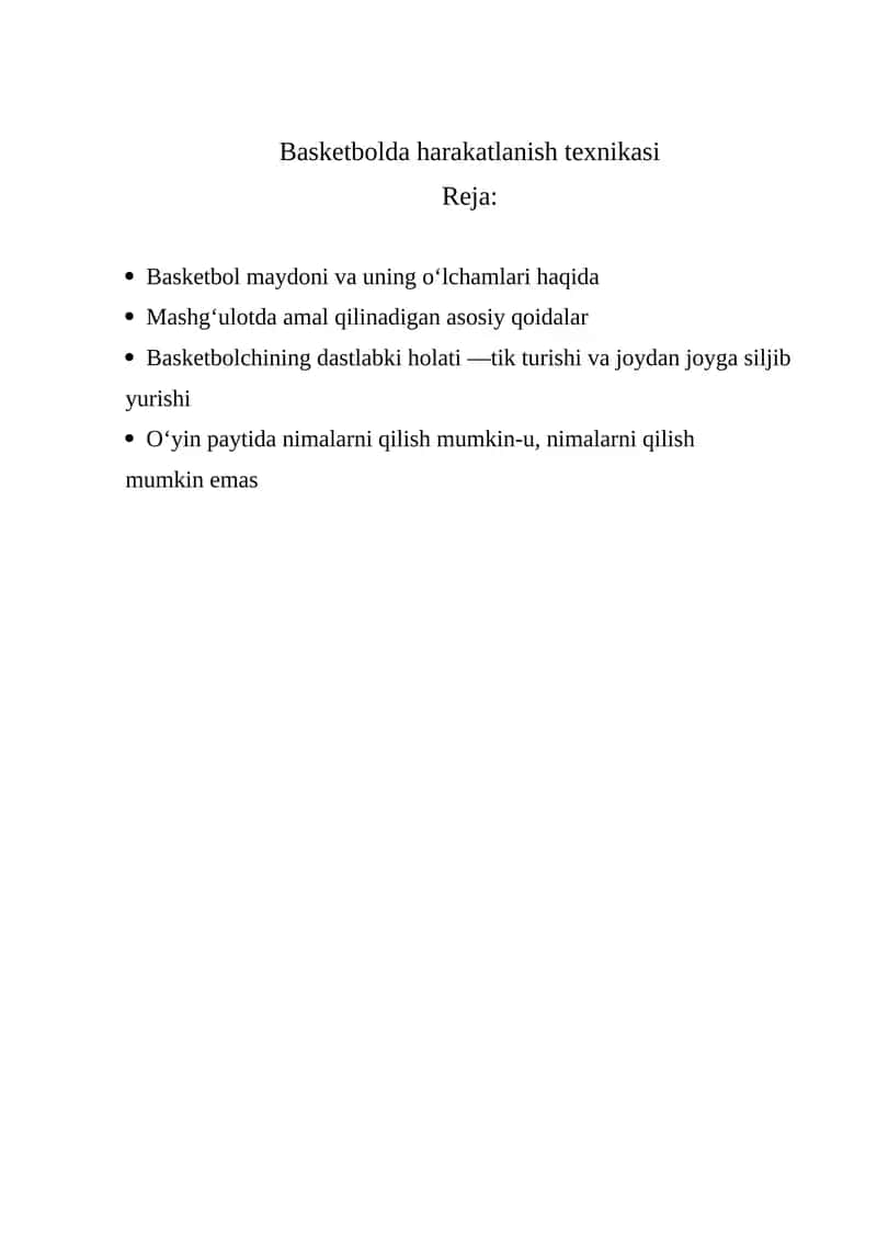 Basketbolda harakatlanish texnikasi