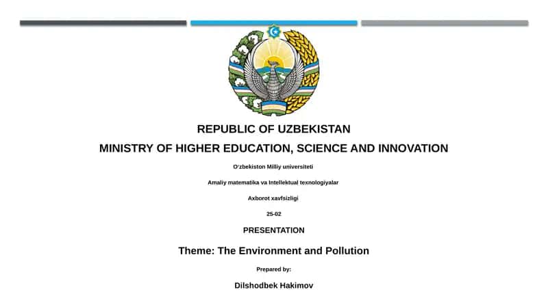 The Environment and Pollution