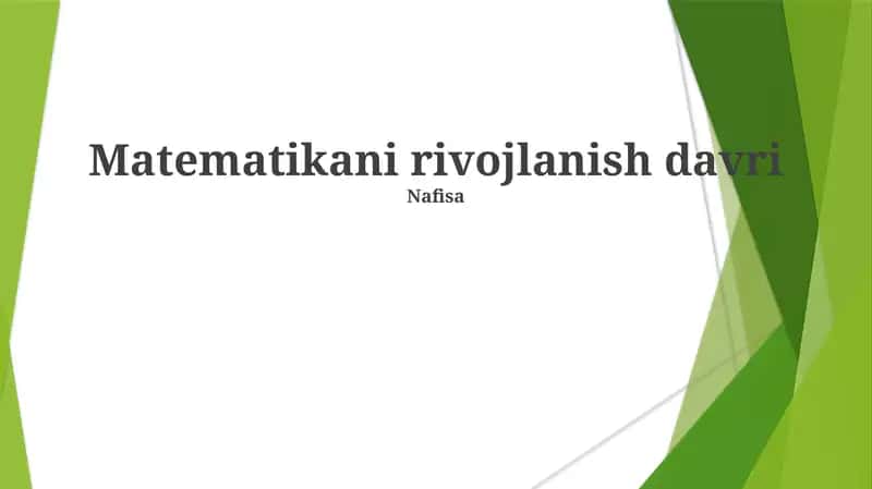 Matematikani rivojlanish davri