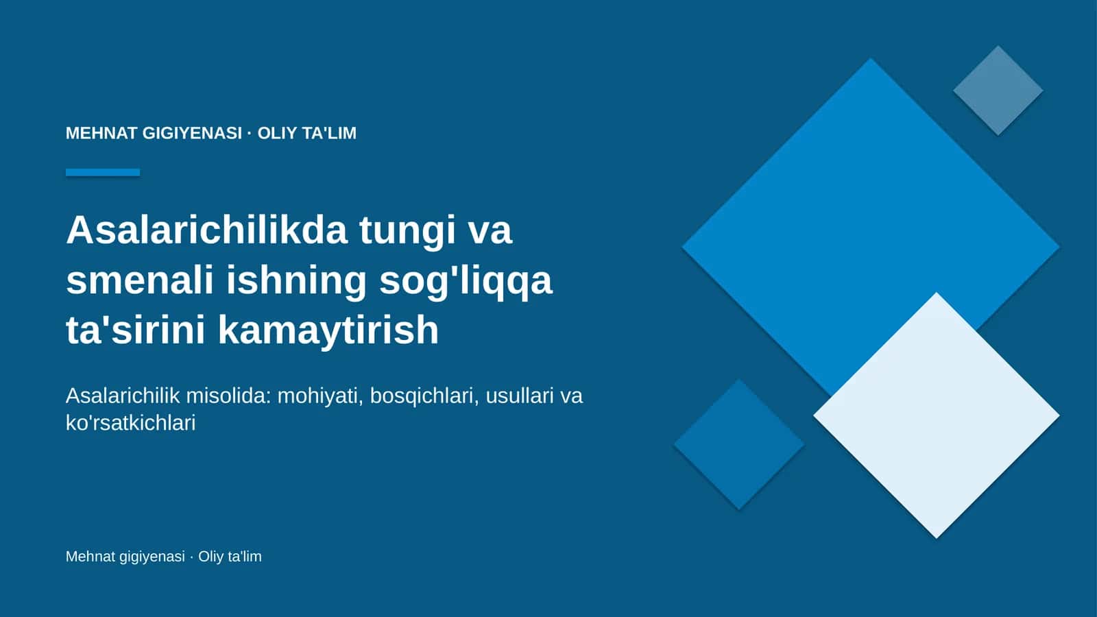 Asalarichilikda tungi va smenali ishning sog'liqqa ta'sirini kamaytirish