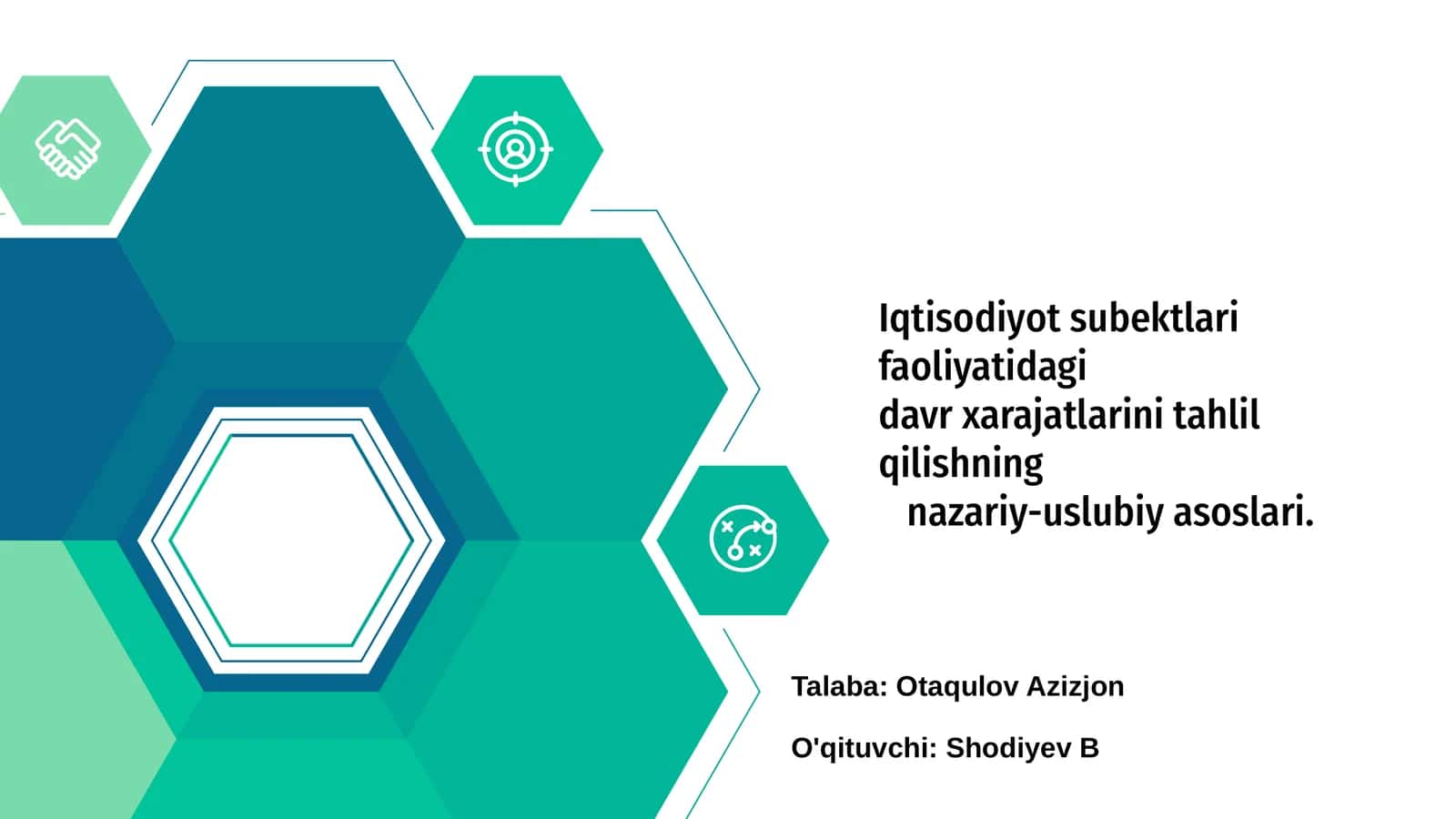 Iqtisodiyot sub'ektlari va xarajatlar mavzusi