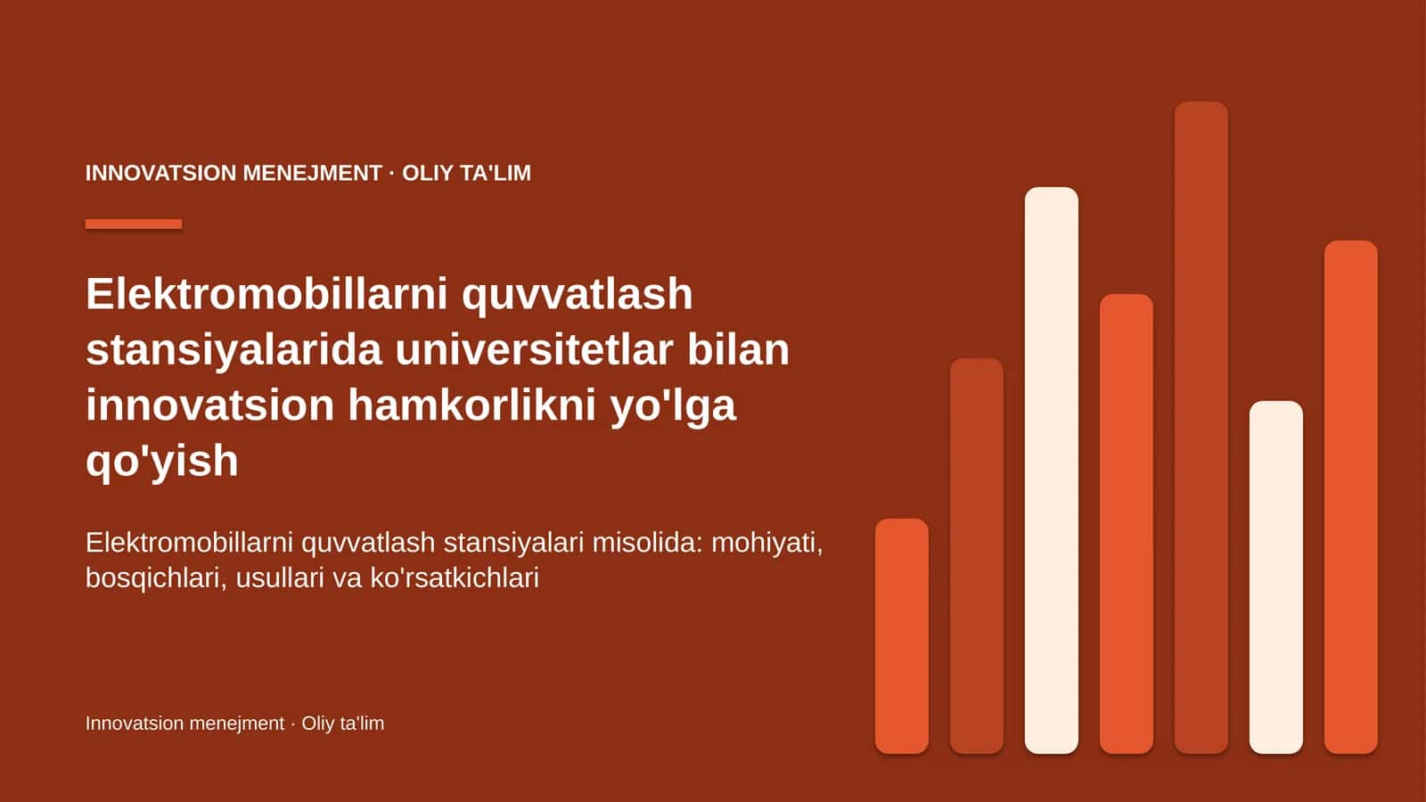 Elektromobillarni quvvatlash stansiyalarida universitetlar bilan innovatsion hamkorlikni yo'lga qo'yish