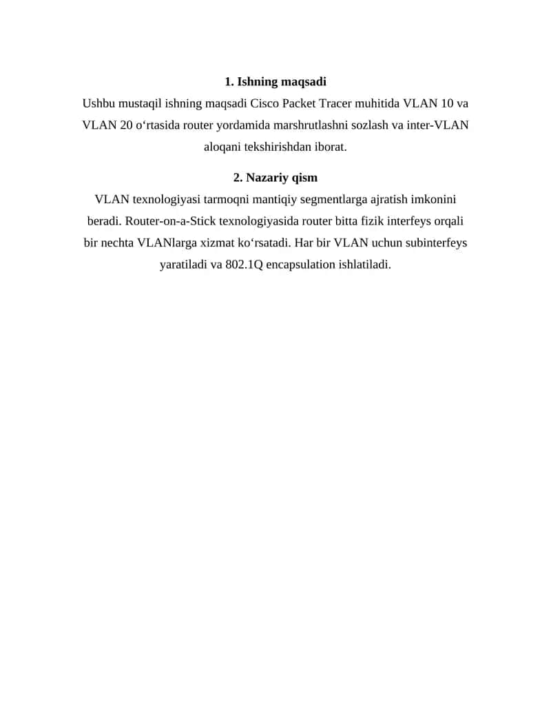 Cisco Packet Tracer VLAN Configuration