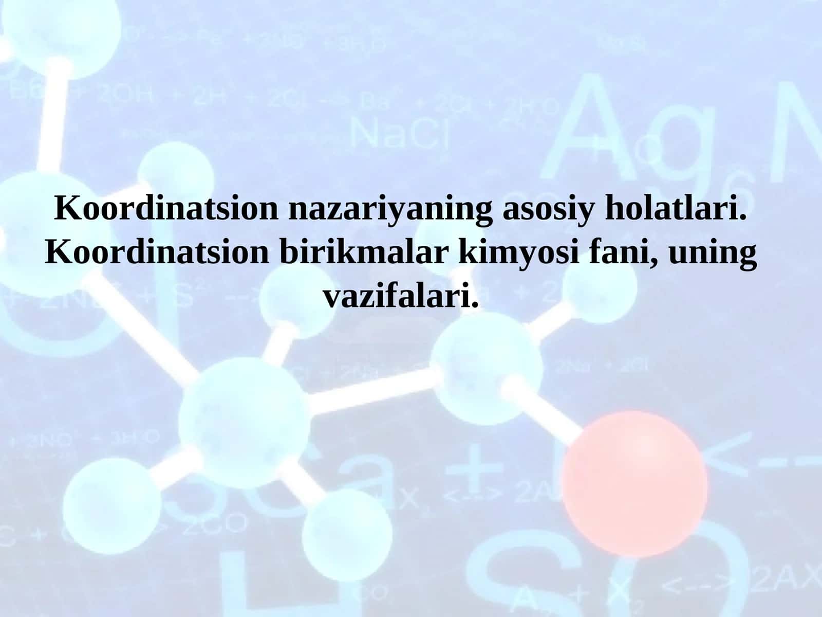 Koordinatsion birikmalar kimyosi fani