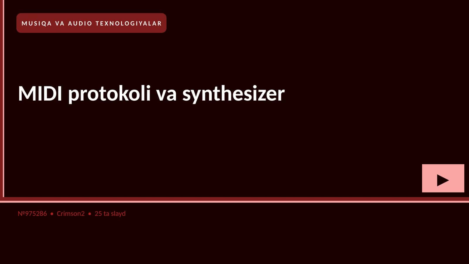 MUSIQA VA AUDIO TEXNOLOGIYALAR