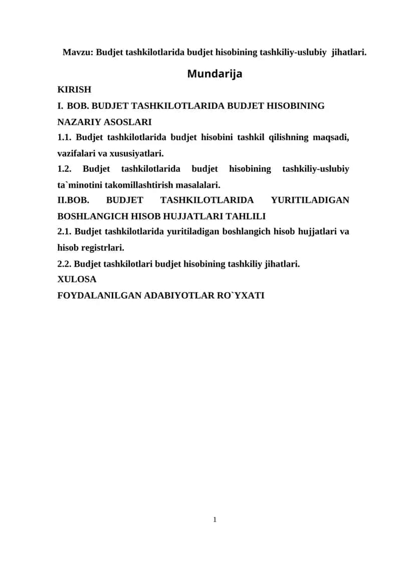 Byudjet hisobi va nazorati