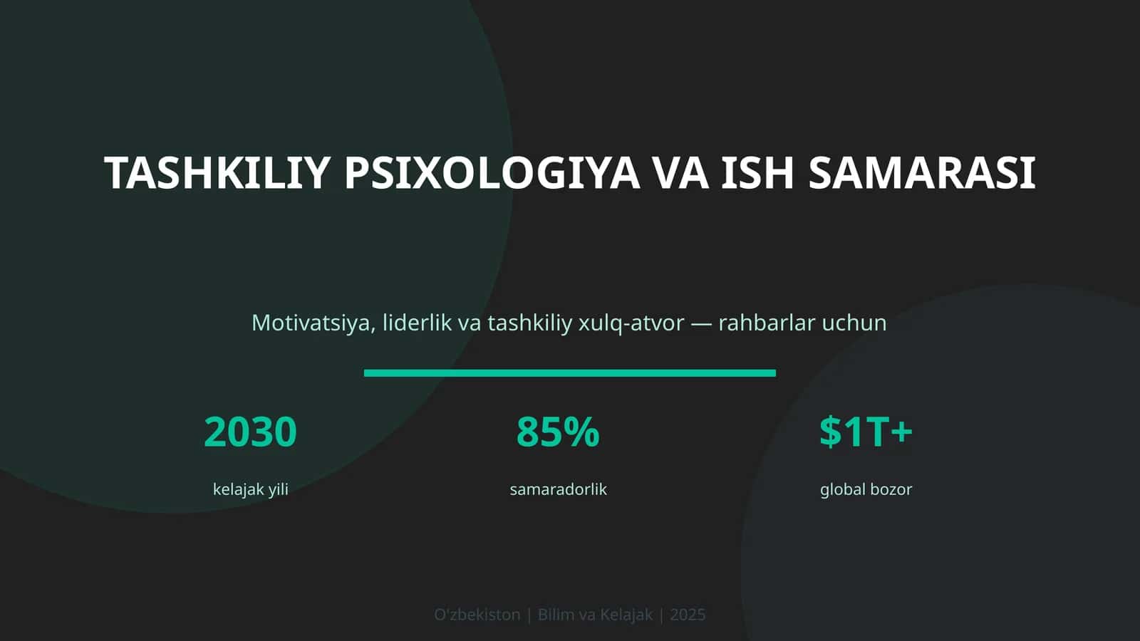 TASHKILIY PSIXOLOGIYA VA ISH SAMARASI
