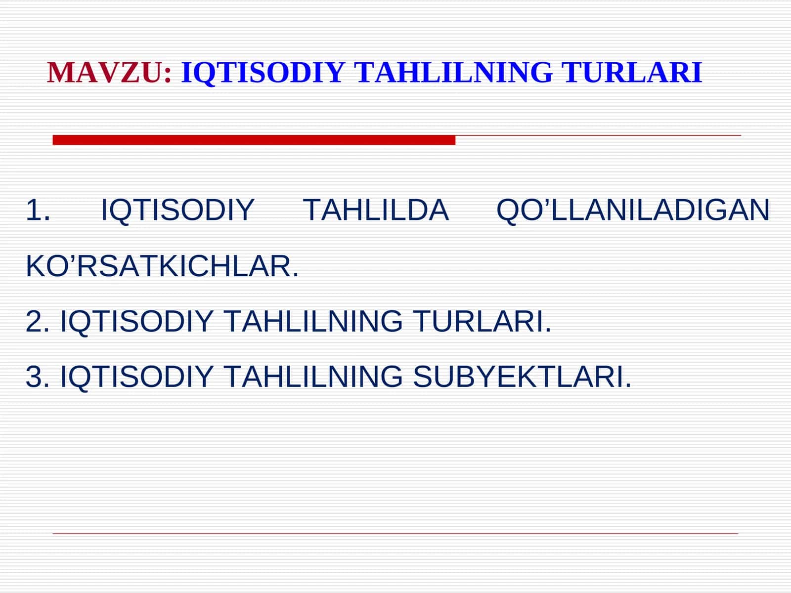 Iqtisodiy tahlilning turlari