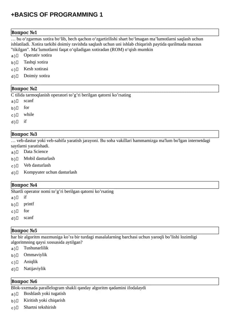 BASICS OF PROGRAMMING 1
