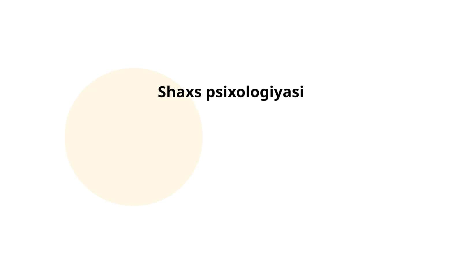 Shaxs psixologiyasi