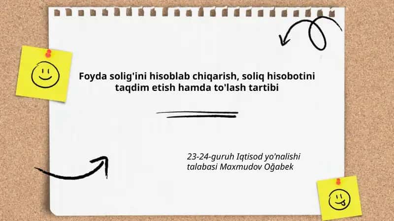 Foyda solig'i tushunchasi va soliqqa tortiladigan daromad manbalari