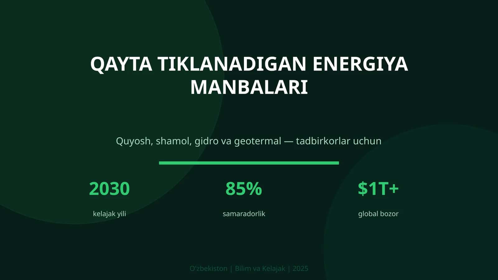 QAYTA TIKLANADIGAN ENERGIYA MANBALARI