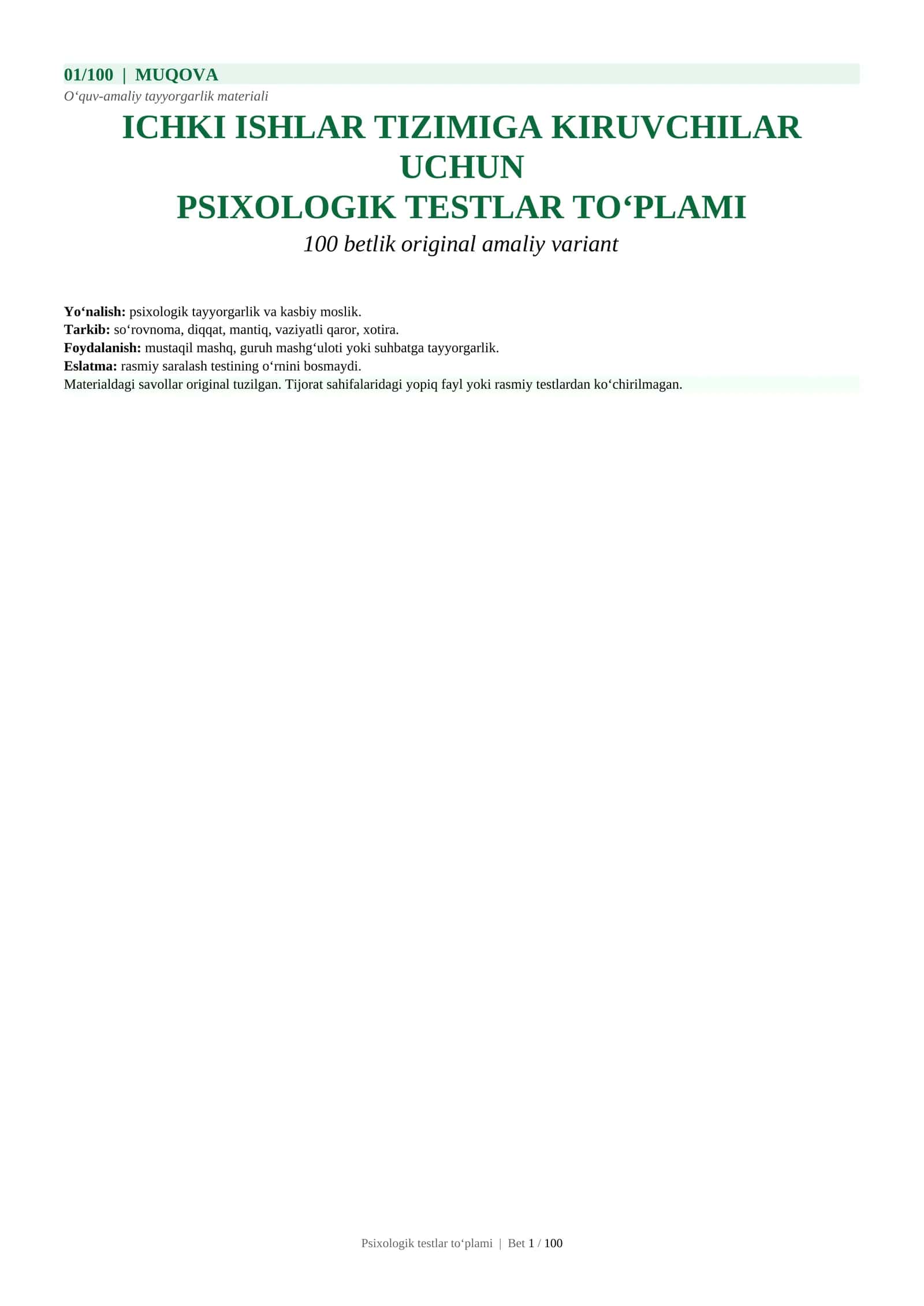 ichki ishlarga kiruvchilar psixologik testlar toplami 100 bet.docx
