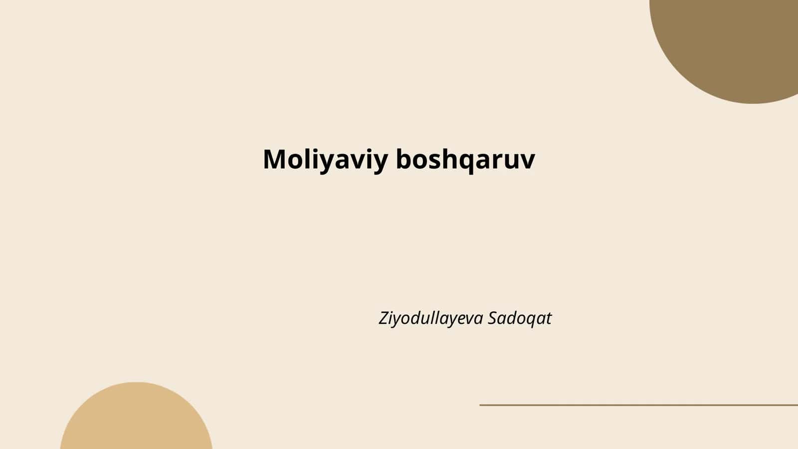 Moliyaviy boshqaruv