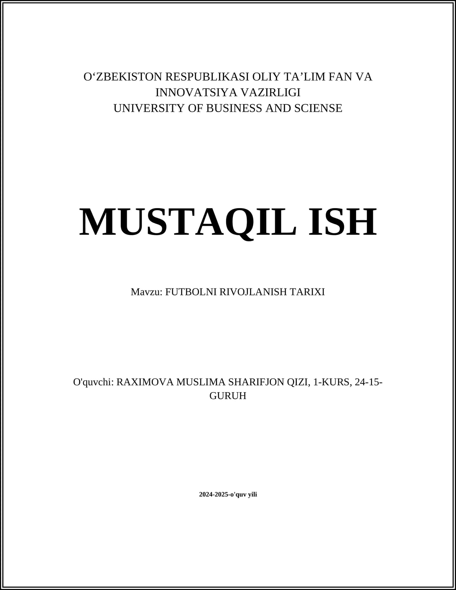 FUTBOLNI RIVOJLANISH TARIXI