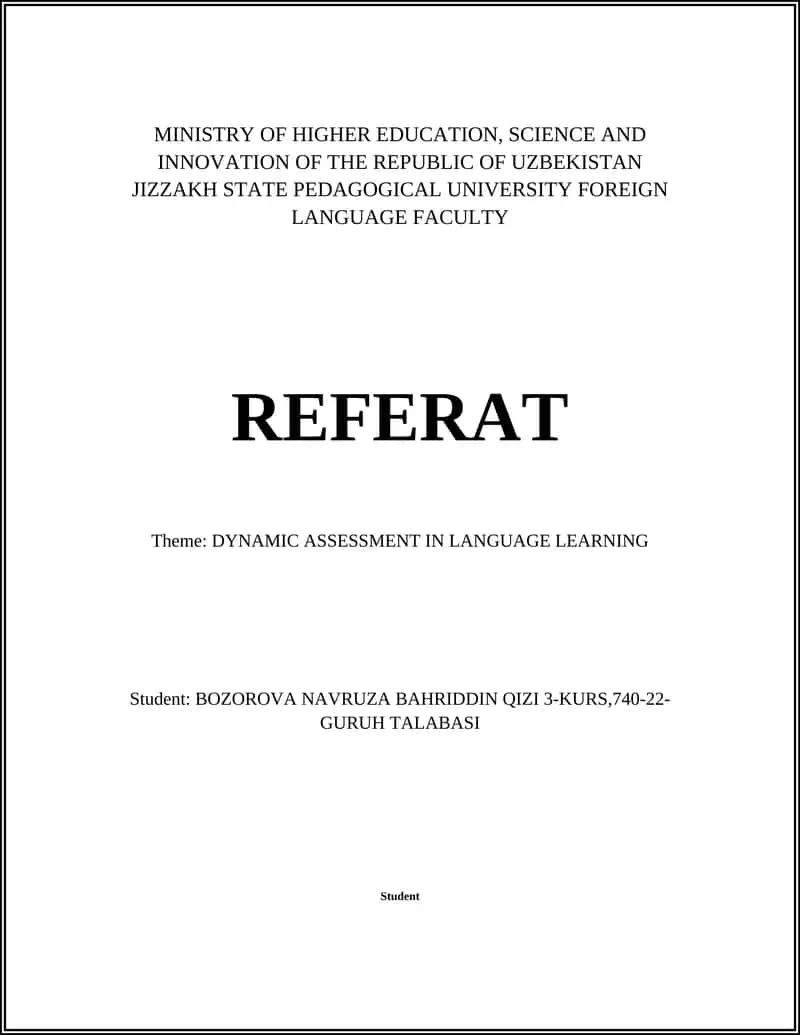 Dynamic Assessment in Language Learning