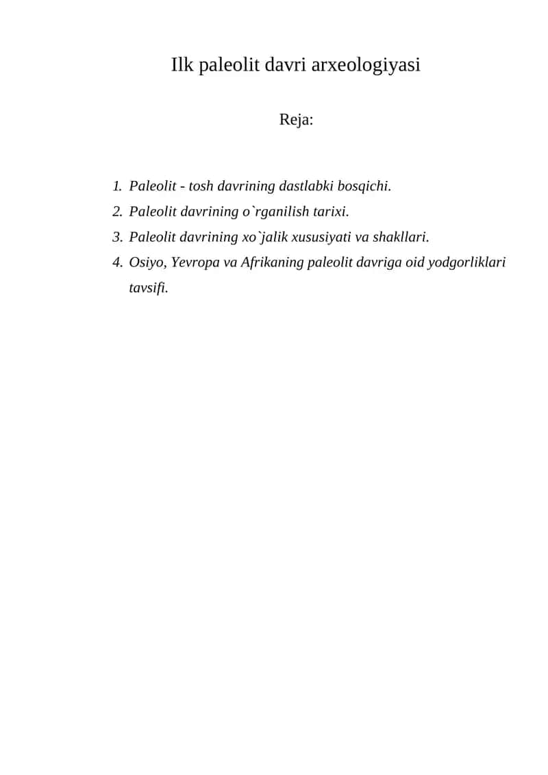 Ilk paleolit davri arxeologiyasi