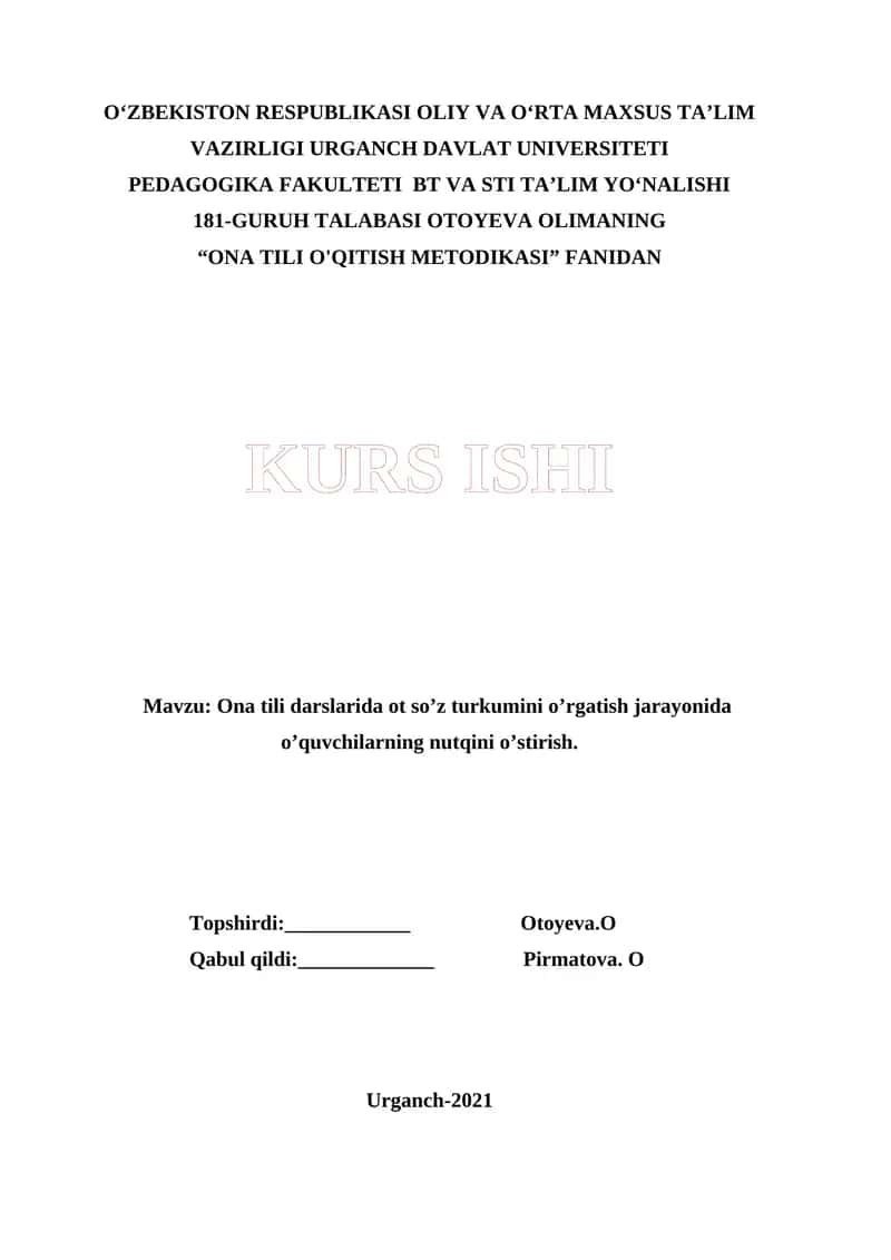 Ona tili o'qitish metodikasi