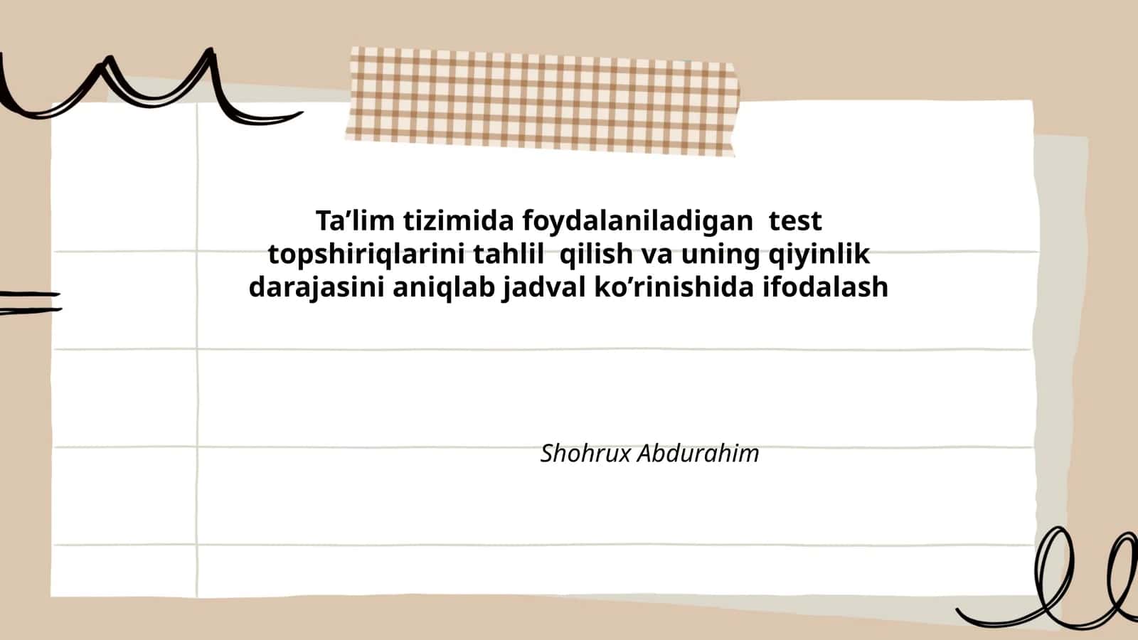 Test topshiriqlarini tahlil qilish