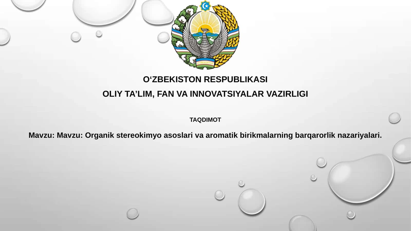 Organik stereo kimyo asoslari va aromatik birikmalarning barqarorlik nazariyalari