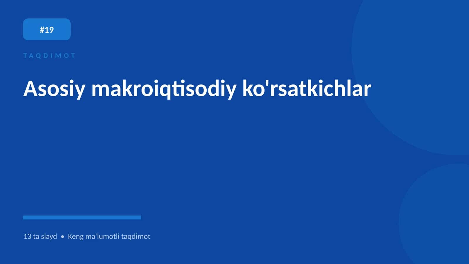 Asosiy makroiqtisodiy ko'rsatkichlar