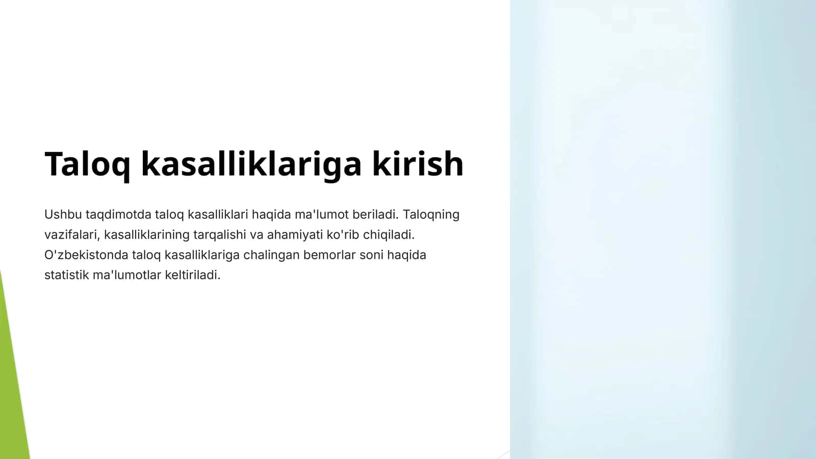 Taloq kasalliklariga kirish